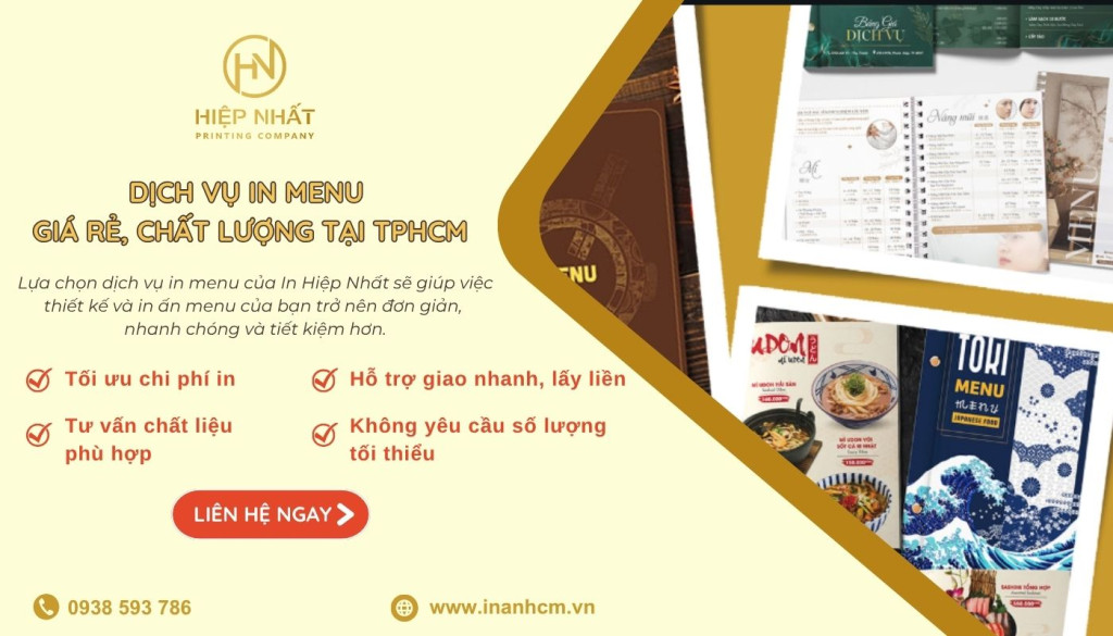 In Hiệp Nhất - Công ty in menu giá rẻ, uy tín tại TPHCM